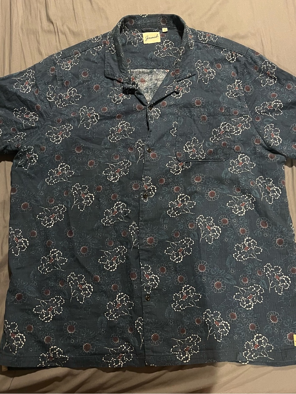 Gramicci Navy Floral Short-Sleeve Button-Down Shirt